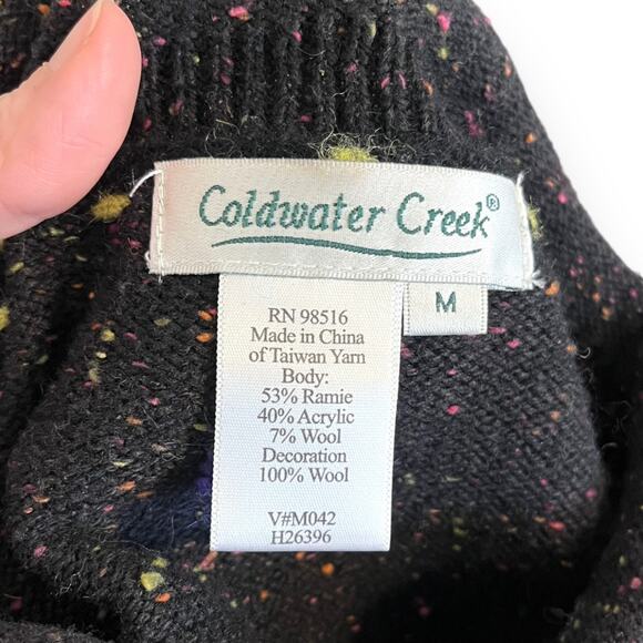 Vintage Coldwater Creek 1/4 Zip Pullover Polka Dot Wool Blend Sweater Women's M - Picture 8 of 8